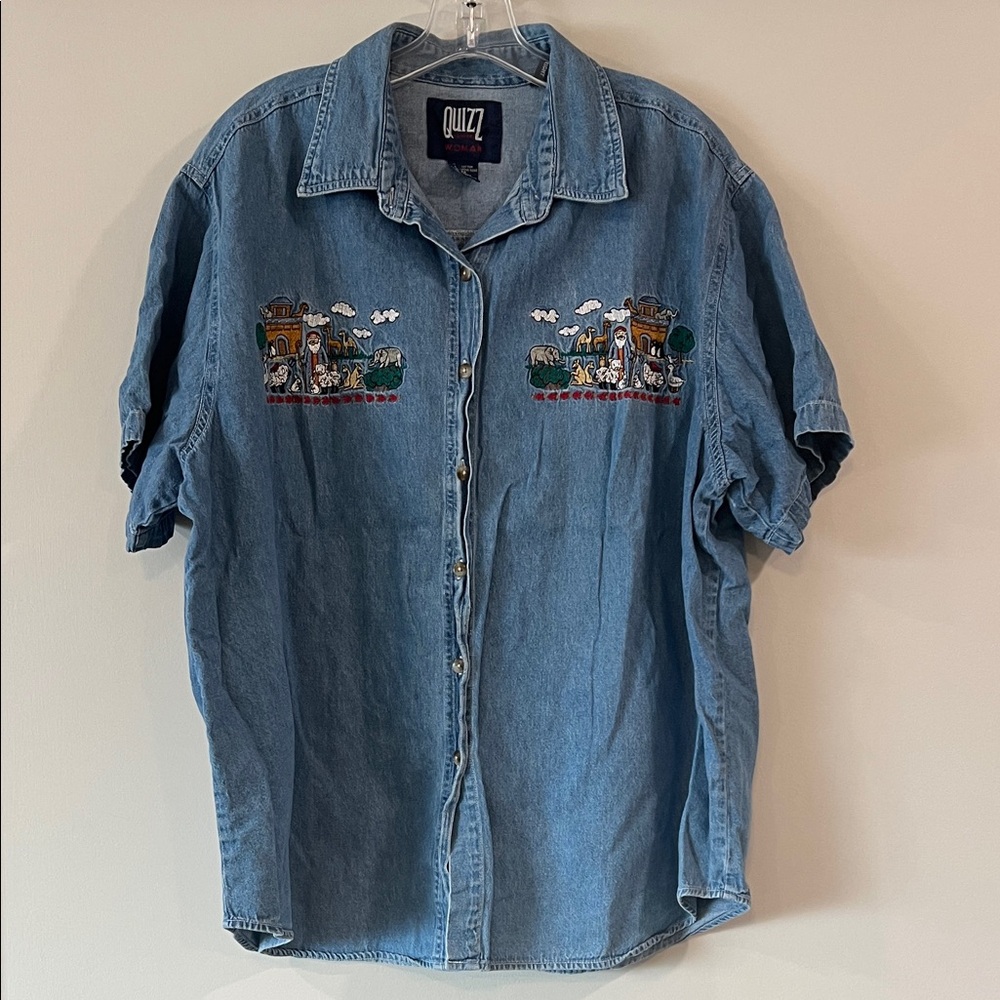 Vintage Quizz -‎ 22, Plus Size, Blue Denim with Embroidered Shirt